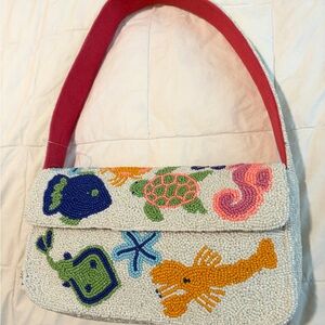 Colorful Under the Sea Beaded Bag Ocean Beach Novelty Shoulder Purse